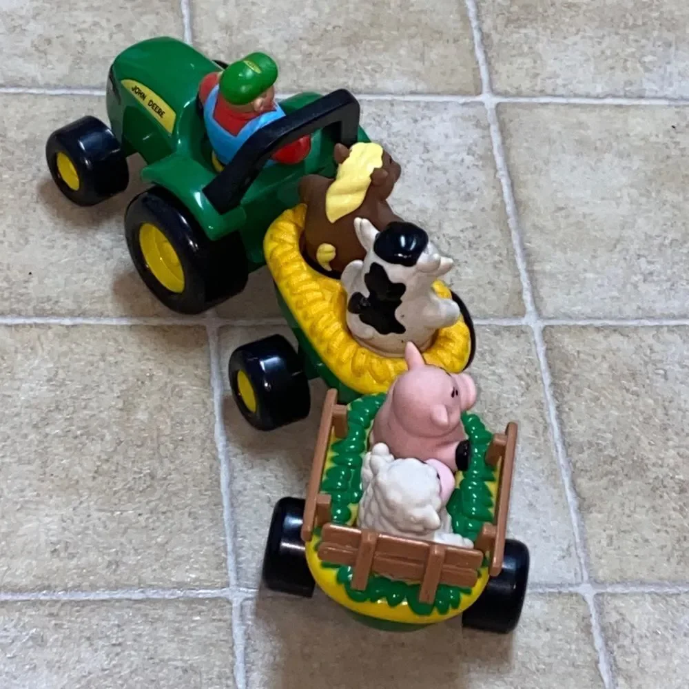 John Deere Green Farm Tractor Toy with Animals